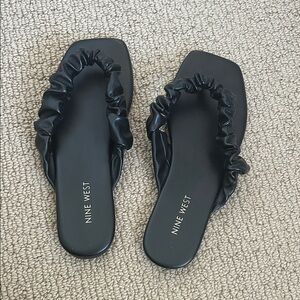 Nine West Black Ruffled Sandals